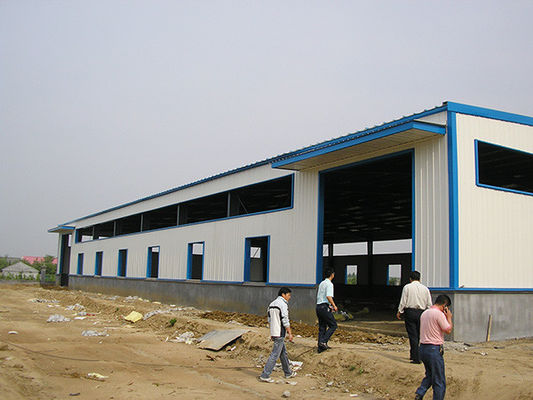 Wide Span Steel Structure Warehouse Painted Galvanized Surface Treatment